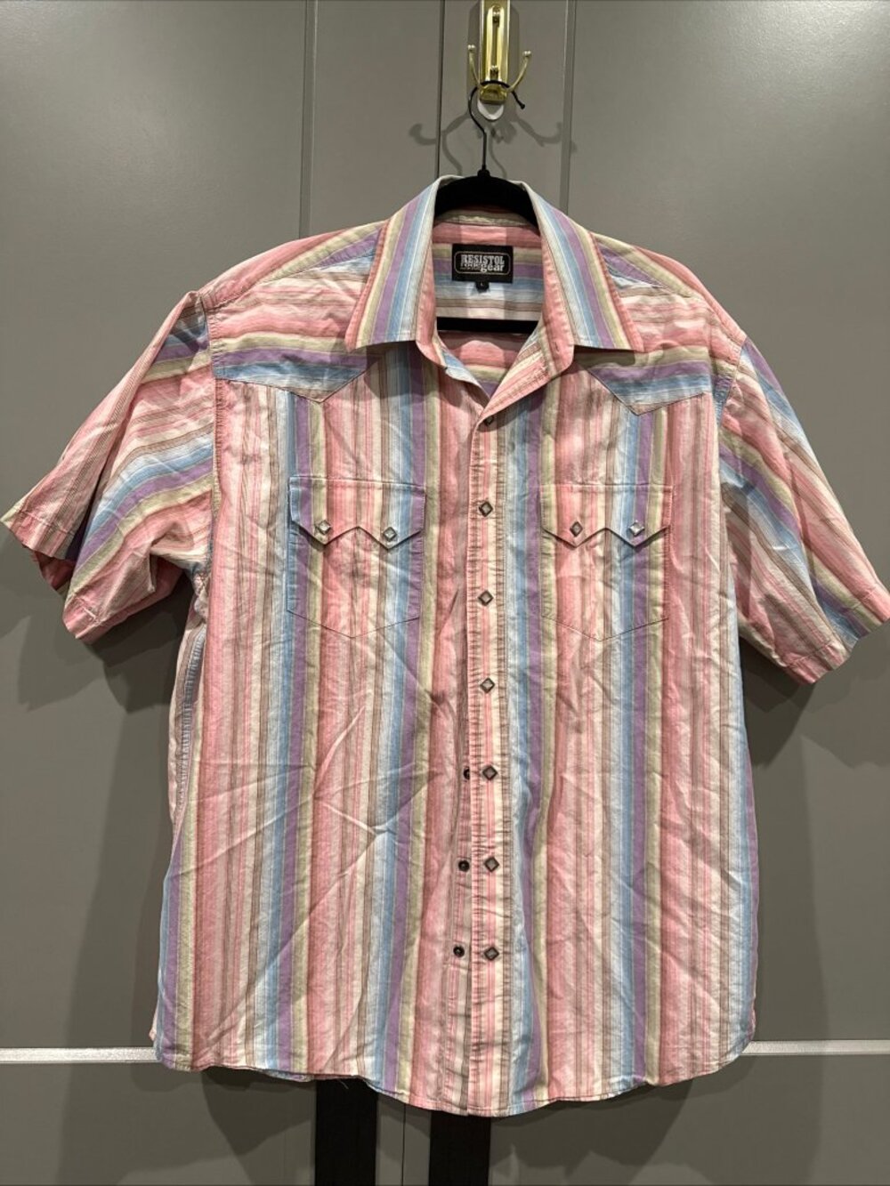 Women's Resistol Rodeo Gear Short Sleeve Diamond Snap Wester Shirt L